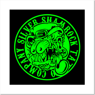 Silver Shamrock Tattoo Company Leprechaun Fink in Green! Posters and Art